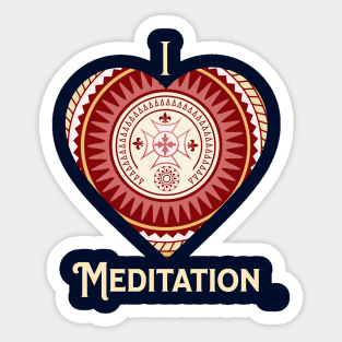 I Love Meditation Mandala Circle Sticker